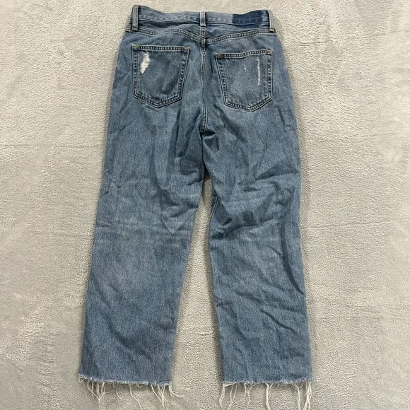 Etica Jeans Women's 27 Denim Straight Distressed‎ High-Rise Y2K 28x24.5 Baggy